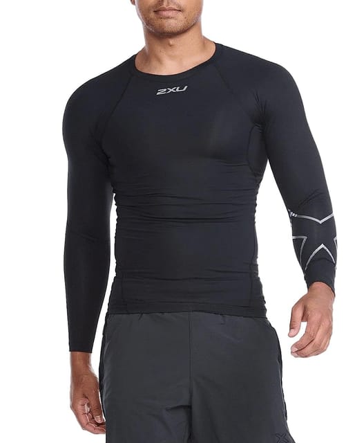 2XU Men's Core Compression Long Sleeve Tshirt - Black/Silver