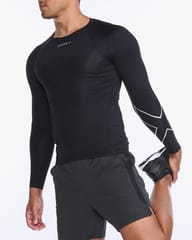 2XU Men's Core Compression Long Sleeve Tshirt - Black/Silver