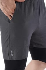 NAVYFIT Men's Running Active Wear Double Layer Shorts (MRS06) (Pack of 5) Dark Grey