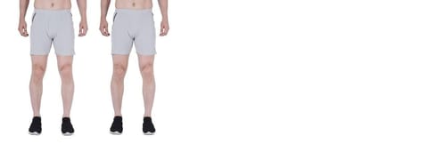 NAVYFIT Men's Running, Gym, Yoga, Sport Shorts (MRS01) (Pack of 2) Grey