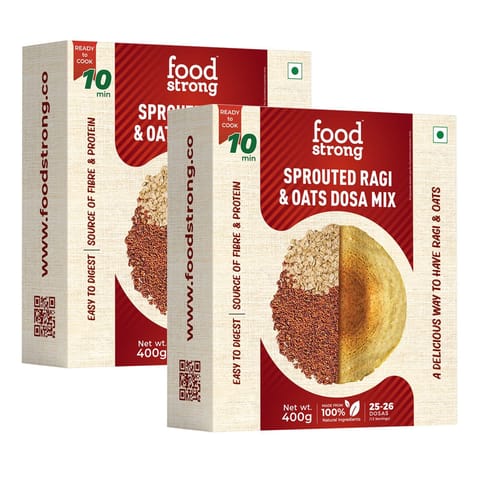 Foodstrong Sprouted Ragi and Oats Dosa Mix | 400g | Pack of 2