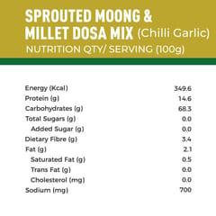 Foodstrong Sprouted Moong Dosa Mix | Chilli Garlic | 150g x 3
