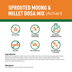 Foodstrong Sprouted Moong Dosa Mix | Achari | 150g x 3