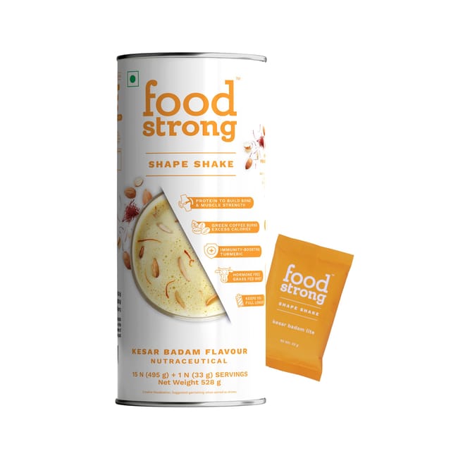Foodstrong Shape Shake | Kesar Badam Lite | 16 servings | 528 g