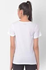 Clovia Comfort Fit Activewear Sports T-shirt White - Quick-Dry