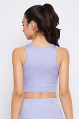 Clovia Activewear Sport Twisted Solid Crop Top Lavender - Quick-Dry