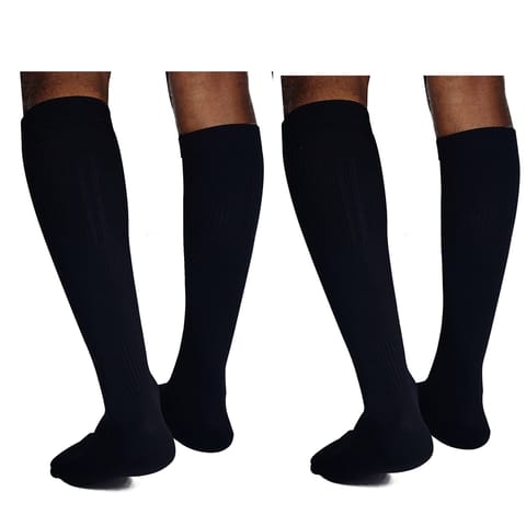KUE Compression Knee Sock for Formal, Sports, Recovery Black S/M 2 Pair