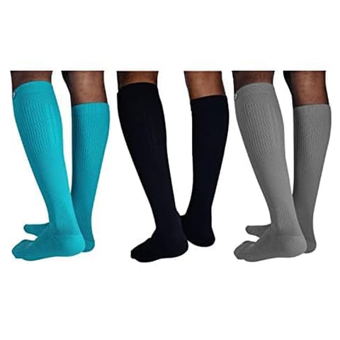 KUE Compression Knee Sock for Formal, Sports, Recovery Multicolor S/M 3 Pair