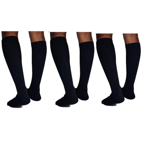 KUE Compression Knee Sock for Formal, Sports, Recovery Black S/M 3 Pair