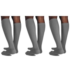 KUE Compression Knee Sock for Formal, Sports, Recovery Grey S/M 3 Pair