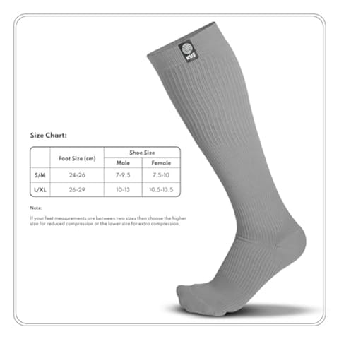 KUE Compression Knee Sock for Formal, Sports, Recovery Grey S/M 3 Pair
