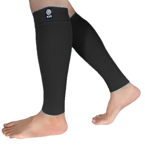 KUE Compression Calf Sleeve for Viscose veins,Cricket,Running Black S/M 2 Pair