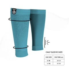 KUE Compression Calf Sleeve for Viscose veins,Cricket,Running Turquoise S/M 2 Pair