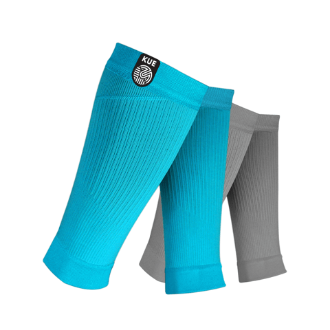 KUE Compression Calf Sleeve for Viscose veins,Cricket,Running Turquoise-Grey S/M 2 Pair